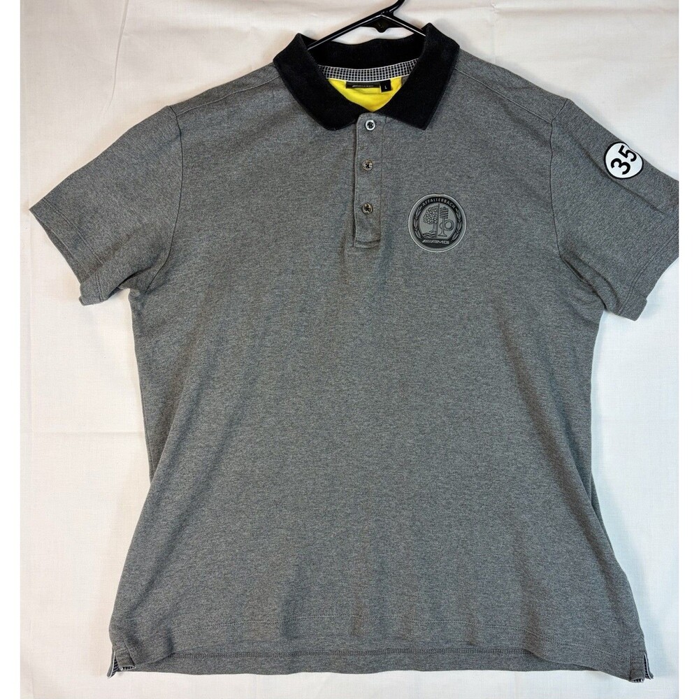 AMG Affalterbach Mercedes Benz Polo Shirt 35 Organic Cotton Grey Men’s Large